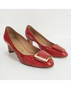 Ferragamo Red Patent Leather Logo Pumps