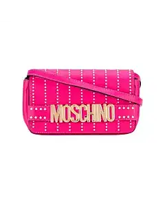 Moschino Pink Leather studded Letters Crossbody Bag