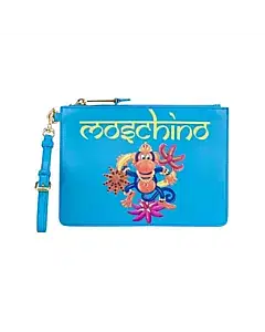 Moschino Blue Crowned Monkey Clutch