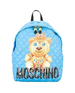 Moschino Blue Quilted Bear Backpack