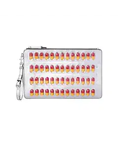 Moschino Silver-tone Pill Blister Pack Clutch