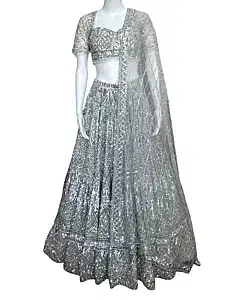 Falguni & Shane Peacock Silver Embellished Lehenga Set