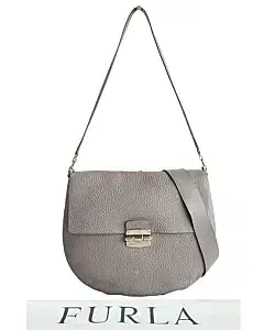 Furla Taupe Grained Leather Club Crossbody Bag