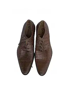 GF Ferre Croc Effect Brown Shoes