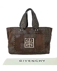 Givenchy Brown Suede Crco Effect Leather Tote