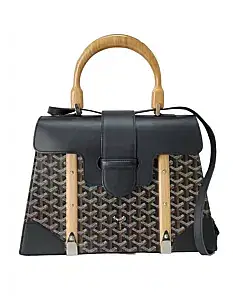 Goyard Black Chevron Print Coated Canvas Saigon MM Bag