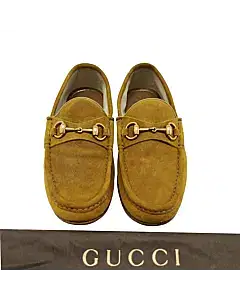 Gucci 1953 Yellow Suede Horsebit Driver Loafers