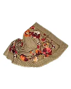 Gucci Beige GG Floral & Chain Print Wool Scarf