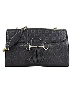 Gucci Black Emily Guccissima Leather Chain Shoulder Bag