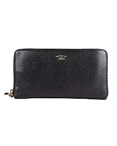 Gucci Black Leather Bamboo Tassel Zip Around Wallet