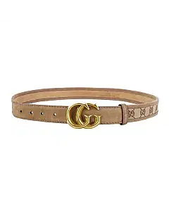 Gucci Brown Guccissima Canvas and Leather GG Buckle Belt