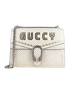 Gucci Gold White Leather Medium Dionysus GUCCY Shoulder Bag