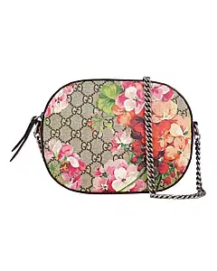 Gucci Pink GG Blooms Canvas and Leather Chain Crossbody Bag