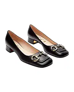 Gucci Mid Heel Pumps With Horsebit Black