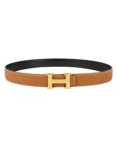 Hermes Brushed Yellow Gold Plated Men's Belt