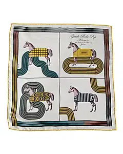 Hermes Silk Garde-Robe Pop Detail Scarf 45 White Jaune Vert