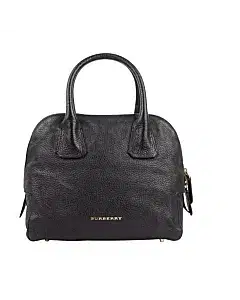 Burberry Medium Grainy Bowling Black Leather Cross Body Bag