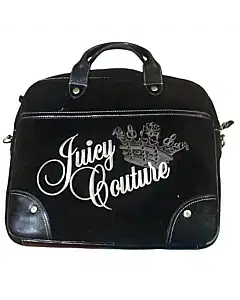 Juicy Couture Black Velvet & Leather Laptop Bag