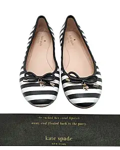 Kate Spade Black & White Striped Ballerina Flats