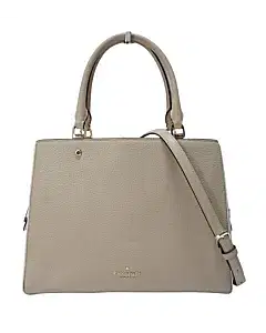 Kate Spade Leila Medium Triple Comparrtent Satchel Purse Bag Sand Beige Leather