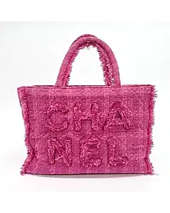 Chanel Tweed Zipper Shopping Bag