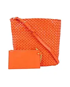 Bottega Veneta Coral Red Messenger Bag With Pouch