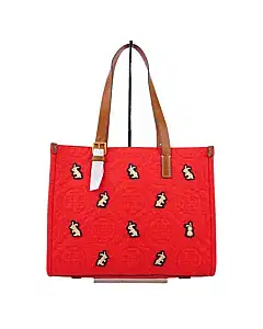 Tory Burch Small T Monogram Embroidered Rabbit Tote Bag