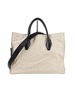 Tods Beige Black Alber Canvas / Leather Elbaz 2Way Shoulder Bag