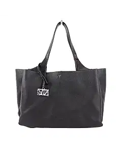 Tods Logo-Charm Leather Tote Bag Black