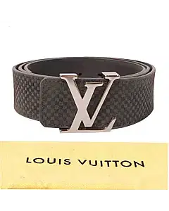 Louis Vuitton Carbone Mini Damier Suede Leather LV Initiales Belt