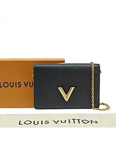Louis Vuitton Black Epi Leather Twist Belt Chain Pouch