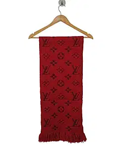 Louis Vuitton Red Wool/Silk Logomania Scarf
