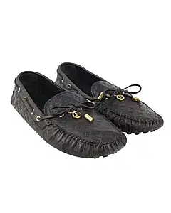 Louis Vuitton Black Monogram Empreinte Leather Gloria Loafers,Size 42