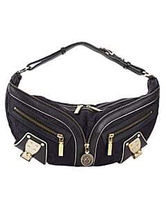 Versace Black & Gold Leather Biker Hobo