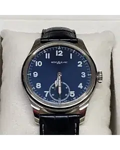 Montblanc 1858 Blue Dial Leather Strap Men's Watch