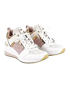 Michael Kors Georgie Color-Block Leather and Logo Jacquard Trainer,Size US-6