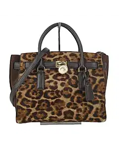Michael Kors Hamilton Traveler Satchel Bag In Leopard Calf Hair