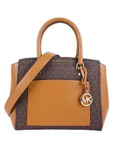 Michael Kors Park Medium Logo and Leather Satchel