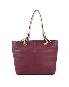Michael Kors Genuine Leather Tote Bag With Contrast Straps