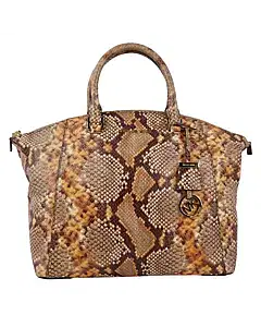 Michael Kors Beige/Brown Python Embossed Leather Satchel