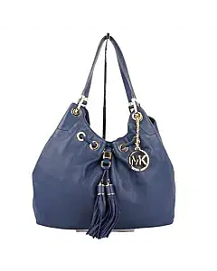 Michael Kors Blue Leather Large Camden Drawstring Shoulder Bag