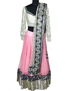 Manish Malhotra White & Pink Lehenga