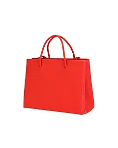 MOSCHINO Moschino Red Leather Logo Tote