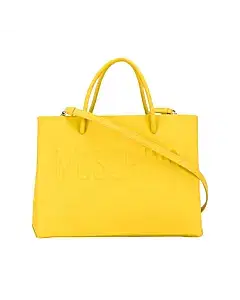 Moschino Yellow Leather Logo Tote