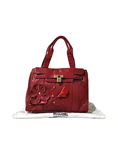 Moschino Cheap and Chic Red Leather Flower Satchel