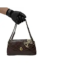 Moschino Quilted Twist Lock Shoulder Bag