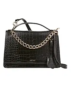 Nine West Black Baldree Croc-Embossed Shoulder Bag