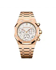 Audemars Piguet 26240OR.OO.1320OR.07 Royal Oak Silver-Toned Dial Pink Gold Bracelet Watch