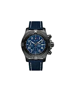 Breitling V13375101C1X2 Super Avenger Chronograph 48 Night Mission Black DLC Coated Titanium 48mm Blue Dial