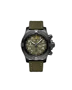 Breitling V13317101L1X1 Avenger Chronograph 45 Night Mission Black DLC Coated Titanium 45mm Green Dial